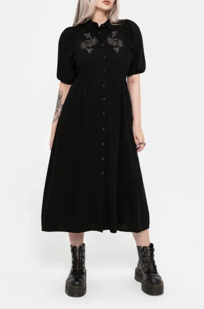 Disturbia Dionaea Midi Shirt Dress In Black