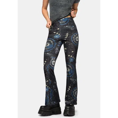 Disturbia Elise Celestial Velour Flare Trousers In Black
