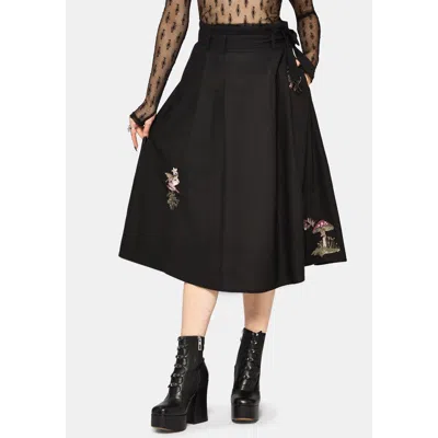 Disturbia Faela Fairy Embroidered Midi Skirt In Black