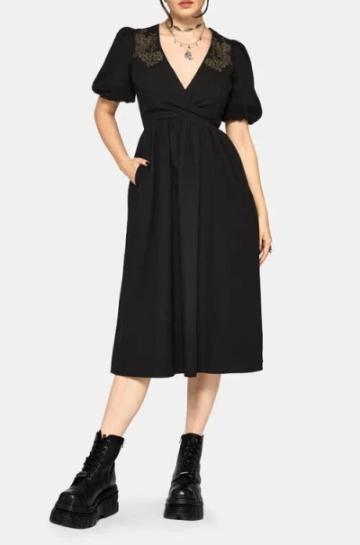 Disturbia Fleux Phoenix Wrap Midi Dress In Black
