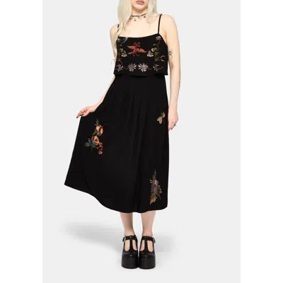 Disturbia Genevra Embroidered Overlay Midi Dress In Black