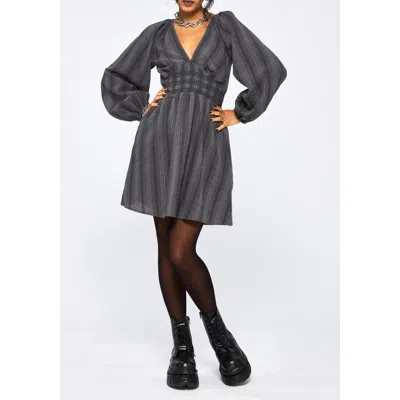 Disturbia Grove Cotton Blend Smock Mini Dress In Gray