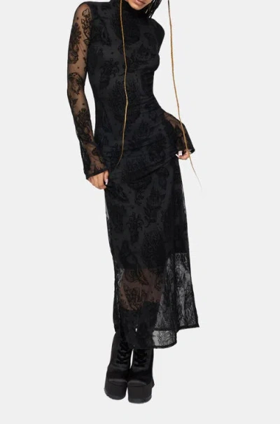 Disturbia Hexborn Baba Yaga High Neck Maxi Dress In Black