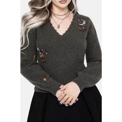Disturbia Hexborn Baba Yaga Knit Jumper In Gray