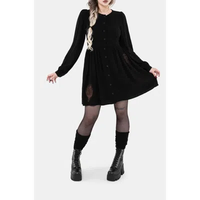 Disturbia Hexborn Linen-blend Baba Yaga Mini Dress In Black