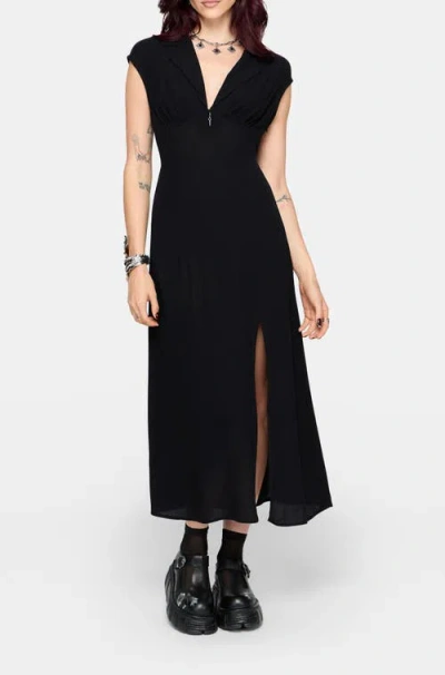 Disturbia Kirya Tie Back Midi Dress In Black