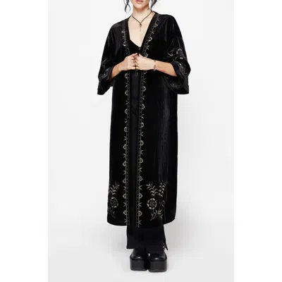 Disturbia Kobra Velvet Snake Longline Robe In Black
