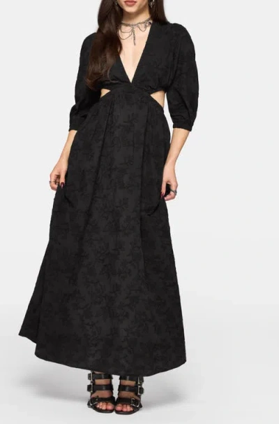 Disturbia Lila Broderie Cut Out Maxi Dress In Black
