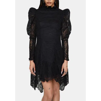 Disturbia Lyra High Neck Lace Mini Dress In Black