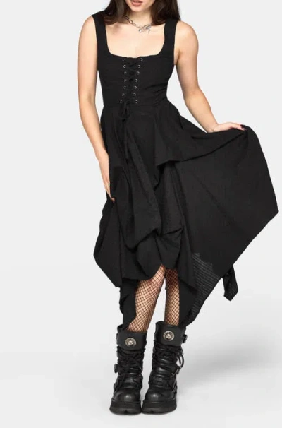 Disturbia Lyx Hitched Skirt Corset Midi Dress In Black