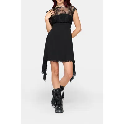Disturbia Mairi Lace Overlay Hanky Hem Mini Dress In Black