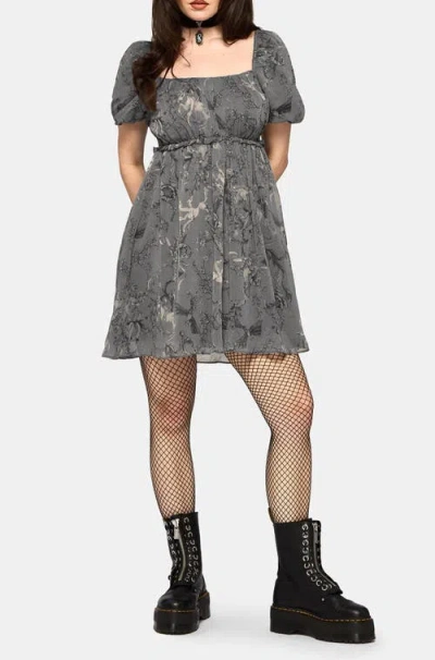 Disturbia Merunicorn Enchanted Forest Mini Dress In Charcoal