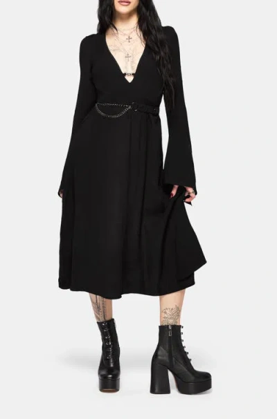 Disturbia Millicent Chain Front Midi Dress In Black