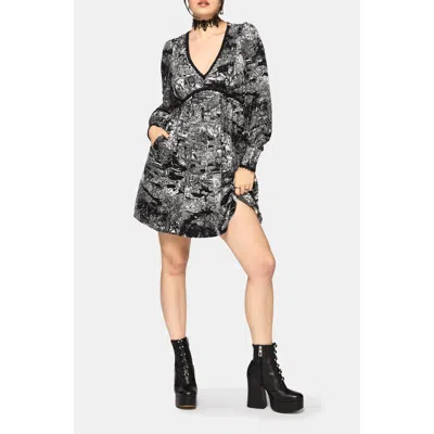 Disturbia Nara Boudicca Printed Mini Dress In Black