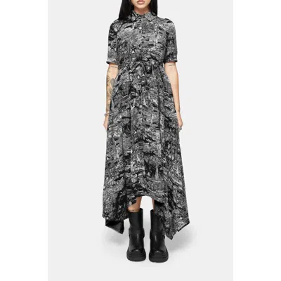 Disturbia Nara Boudicca Printed Shirt Dress In Black