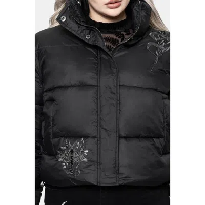 Disturbia Nirah Embroidered Padded Jacket In Black