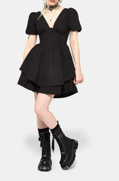 Disturbia Obsidia Lace Up Corset Mini Dress In Black