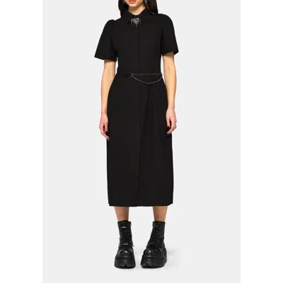 Disturbia Phonoi Chain Belted Button Midaxi Dress In Black