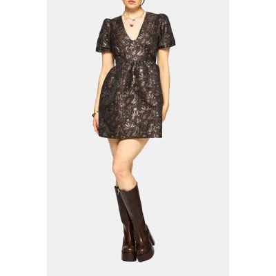 Disturbia Rena Snake Jacquard Mini Dress In Brown