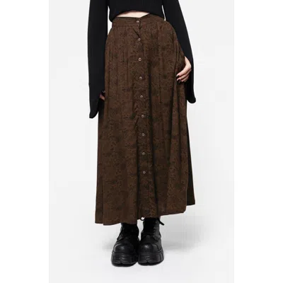 Disturbia Rosamoth Button Up Midi Skirt In Brown