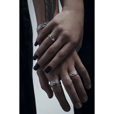 Disturbia Rosethorn Thick Sterling Silver Ring In Green