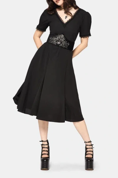 Disturbia Sanzia Tie Back Lace Midi Dress In Black