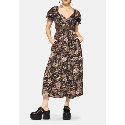 Disturbia Short Sleeve Midi Dress In Green