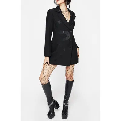 Disturbia Slither Embroidered Blazer Dress In Black