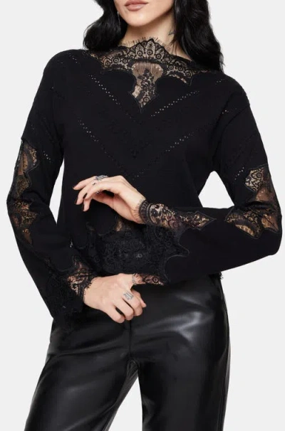 Disturbia Stormwoken Pointelle Knit Jumper In Black