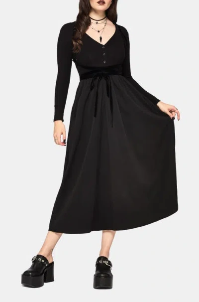 Disturbia Torrent Button Up Midi Dress In Black