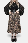 Disturbia Triple Goddess Button Down Midi Skirt In Multi