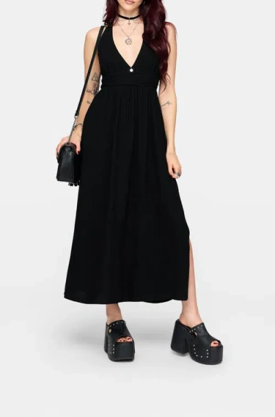 Disturbia Twyla Halter Neck Maxi Dress In Green