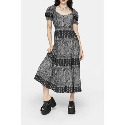 Disturbia Zelira Paisley Print Midi Dress In Gray