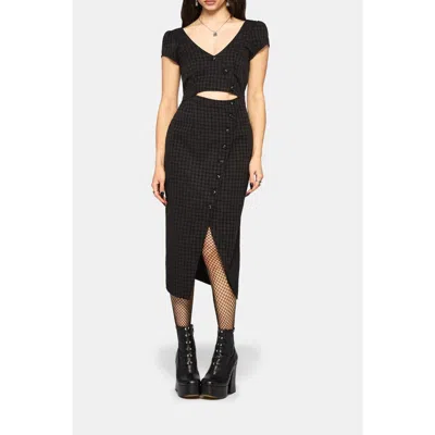 Disturbia Ziggy Check Cut Out Midaxi Dress In Black