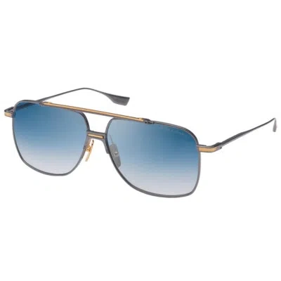 Pre-owned Dita Alkamx Dt Dts100 A-02 Black Rhodium/yellow Gold Metal Sunglasses Blue