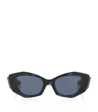 Dita Aloure Angular Cat Eye Sunglasses In Blue