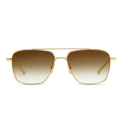 Dita Artoa.57 Rectangular Gradient Brown Tint Sunglasses With Gold-tone Metal Frame In Purple