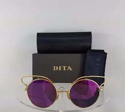 Pre-owned Dita Brand Authentic  Sunglasses Believer 23008-a-gld-52mm Gold Frame In Violet Pink Reflection Mirrored