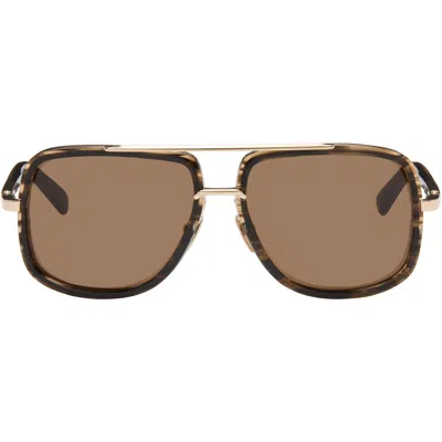 Dita Brown & Gold Mach-one Sunglasses In White Gold - Burnt T