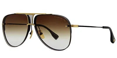 Pre-owned Dita Drx-2082-b-blk-gld-62-z Decade-two Matte Black-18k Gold W Sunglasses In Brown