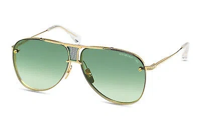 Pre-owned Dita Drx-2082-l-gld-clr-62 Decade-two Yellow Gold Sunglasses In Crystal Clear Green
