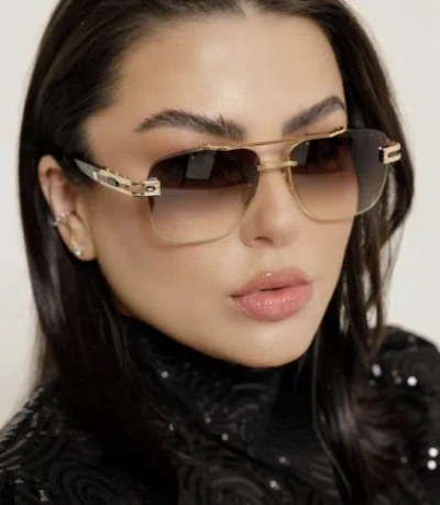Pre-owned Dita Dts138-a-02-z Grand-evo One White Gold - Brown W Sunglasses In Dark Brown To Clear
