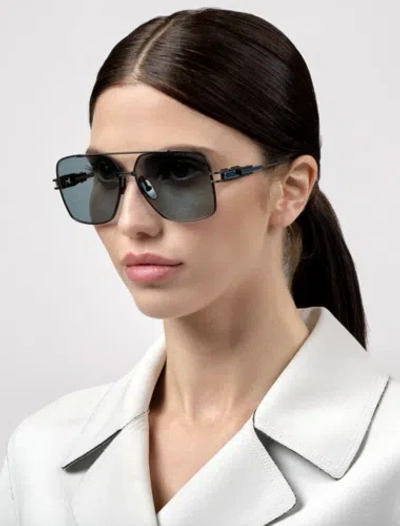 Pre-owned Dita Dts159-a-02 Matte Black - Antique Silver W Sunglasses In Dark Turqouise