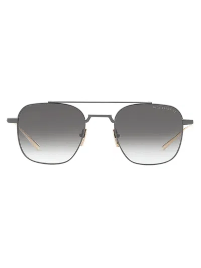 Dita Black & Gold Artoa.27 Sunglasses In Black Iron_white Gold