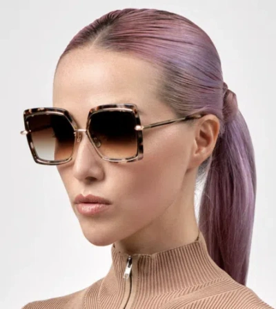 Pre-owned Dita Dts503-58-02-z Narcissus Cream Tortoise - Rose Gold W Sunglasses In Dark Brown To Clear