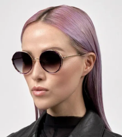 Pre-owned Dita Dts532-52-02-z Lageos Dark Lavender - White Gold W Sunglasses In Gray