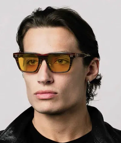 Pre-owned Dita Dts713-a-02 Thavos Chestnut Swirl W Sunglasses In Golden Amber