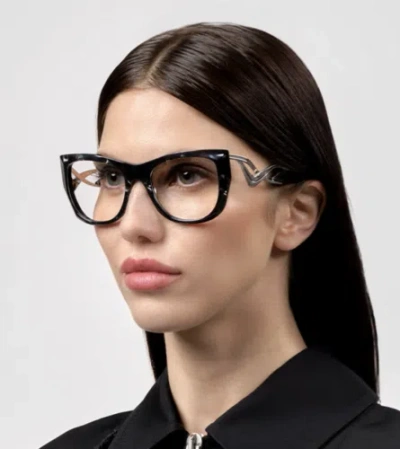 Pre-owned Dita Dtx438-a-02 Icelus Black Pearl - Silver Eyeglasses In Clear Lens