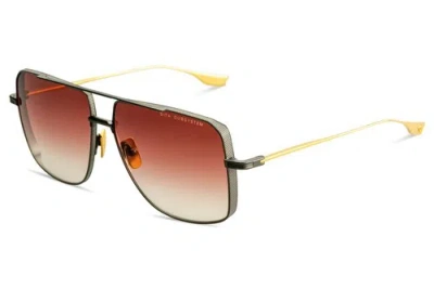 Pre-owned Dita Dubsystem Dts157-a-02 Black Iron Yellow Gold Burgundy Navigator Sunglasses In Red