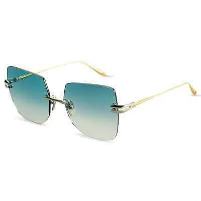 Pre-owned Dita Embra Dts155-a-03 Silver Gold Dark Turquoise Gradient Rimless Sunglasses